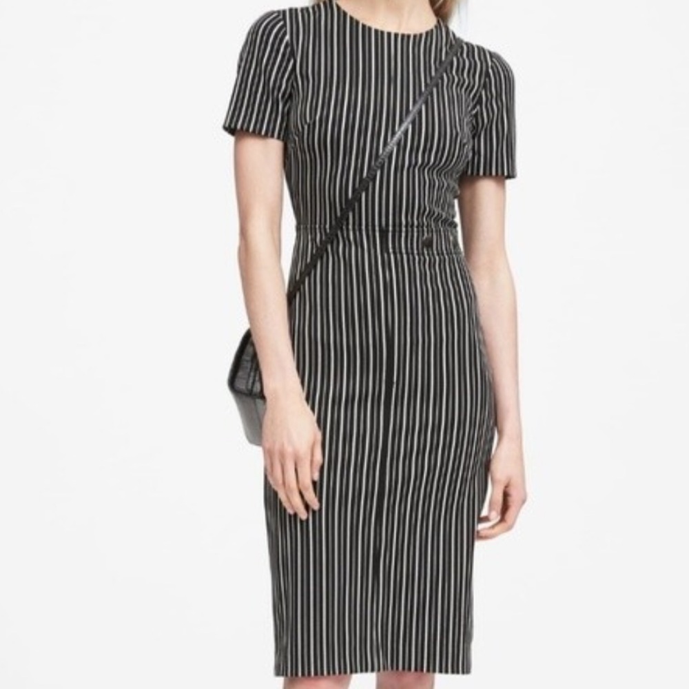 Banana Republic Black White Pinstripe Bodycon Dress